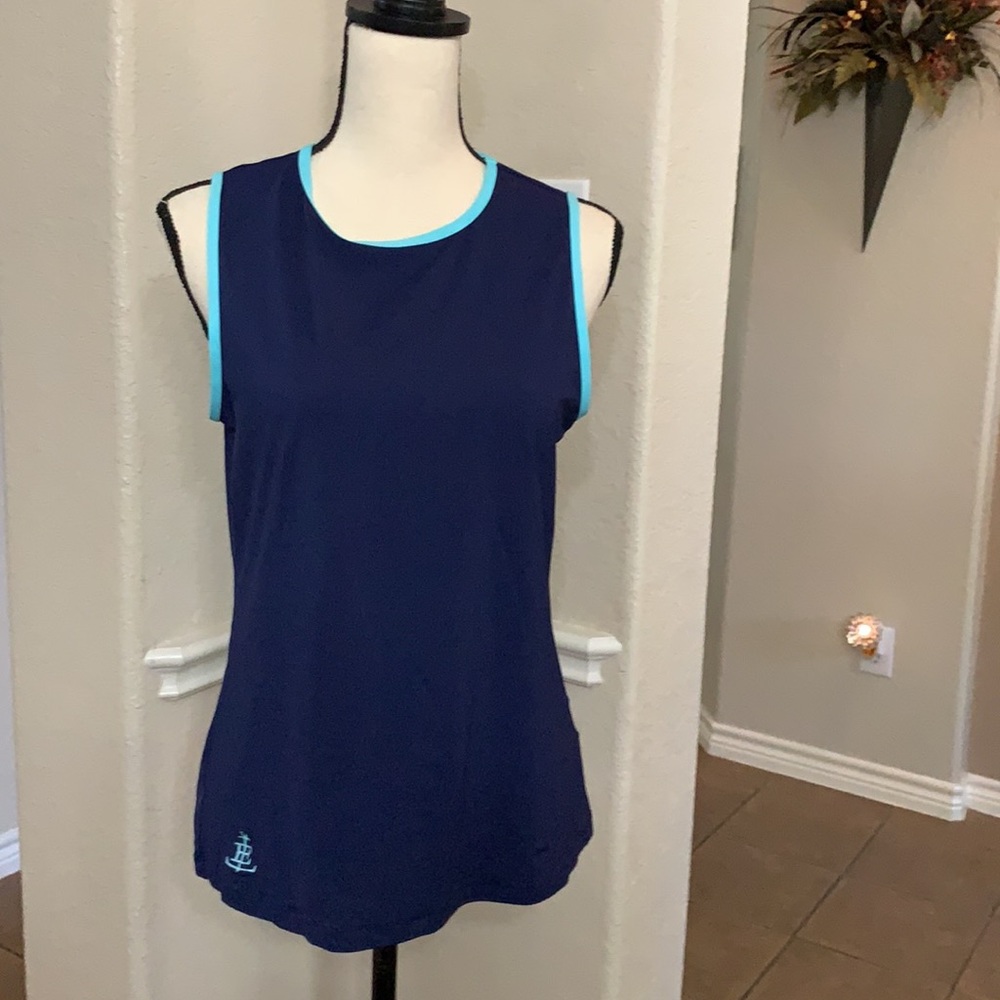 Lands’ End solid navy blue sleeveless tank top Size M